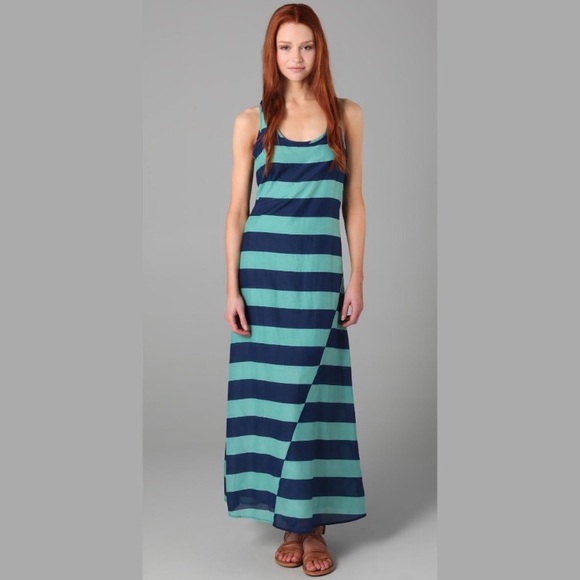 Splendid Wide Rugby Striped Silk Blend Maxi Dress - Picture 1 of 8
